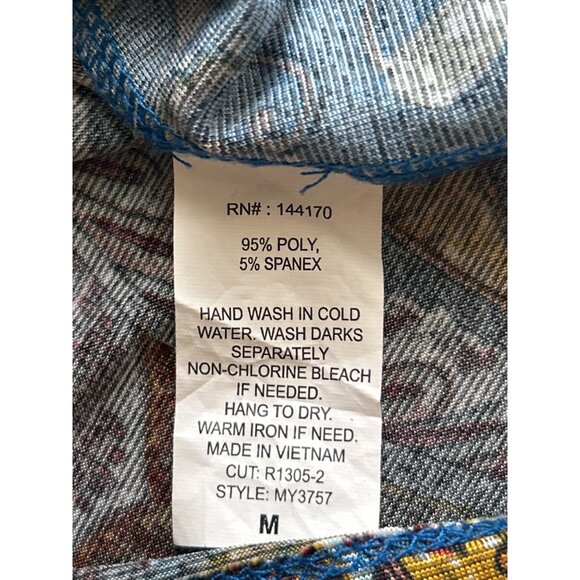 Lavish Brand Blue Floral Print Top With Sleeve Cutouts, Size Medium - Picture 5 of 7